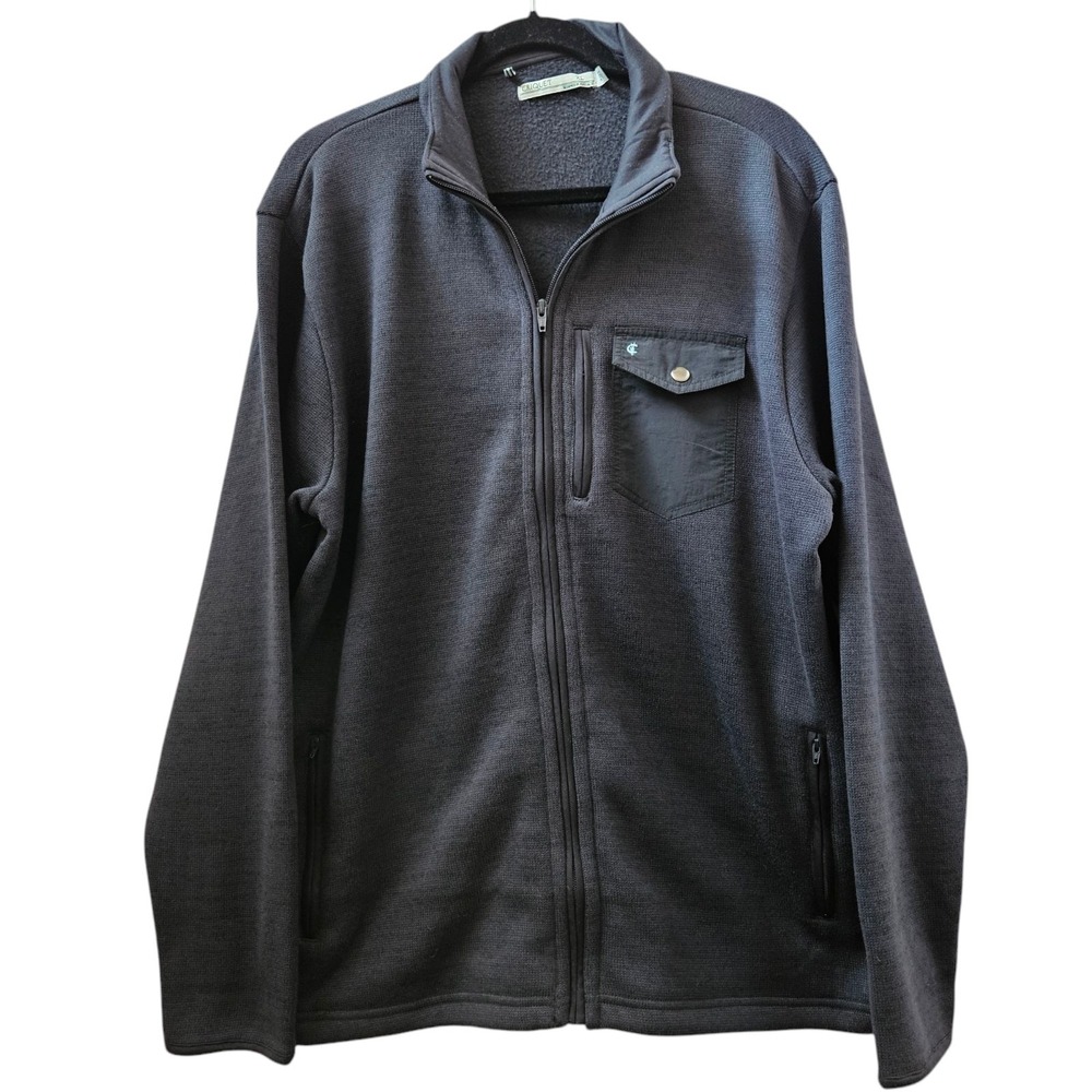 Criquet Sweater Jacket Men's XL Full Zip‎ Navy Fleece Polyester Long Sleeve Golf